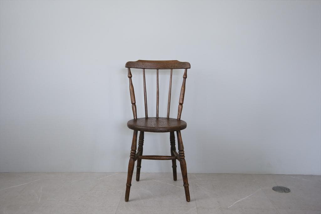 英国アンティーク木製キッチンチェア/ダイニングイス椅子/飾り棚(89-12-1)