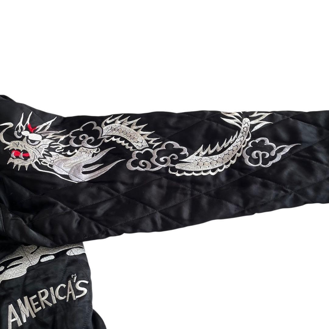 HOUSTON JAPAN ALASKA 刺繍スカジャン ブラック