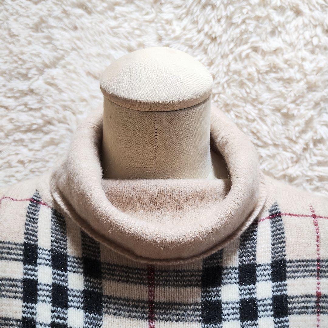 バーバリーロンドン　タートルネックニットセーター　ノバチェック　キャメル24%
