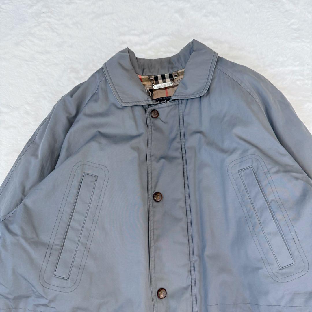 美品✨バーバリーズ　ステンカラーコート　ノバチェック　ライナー付き　グレー M