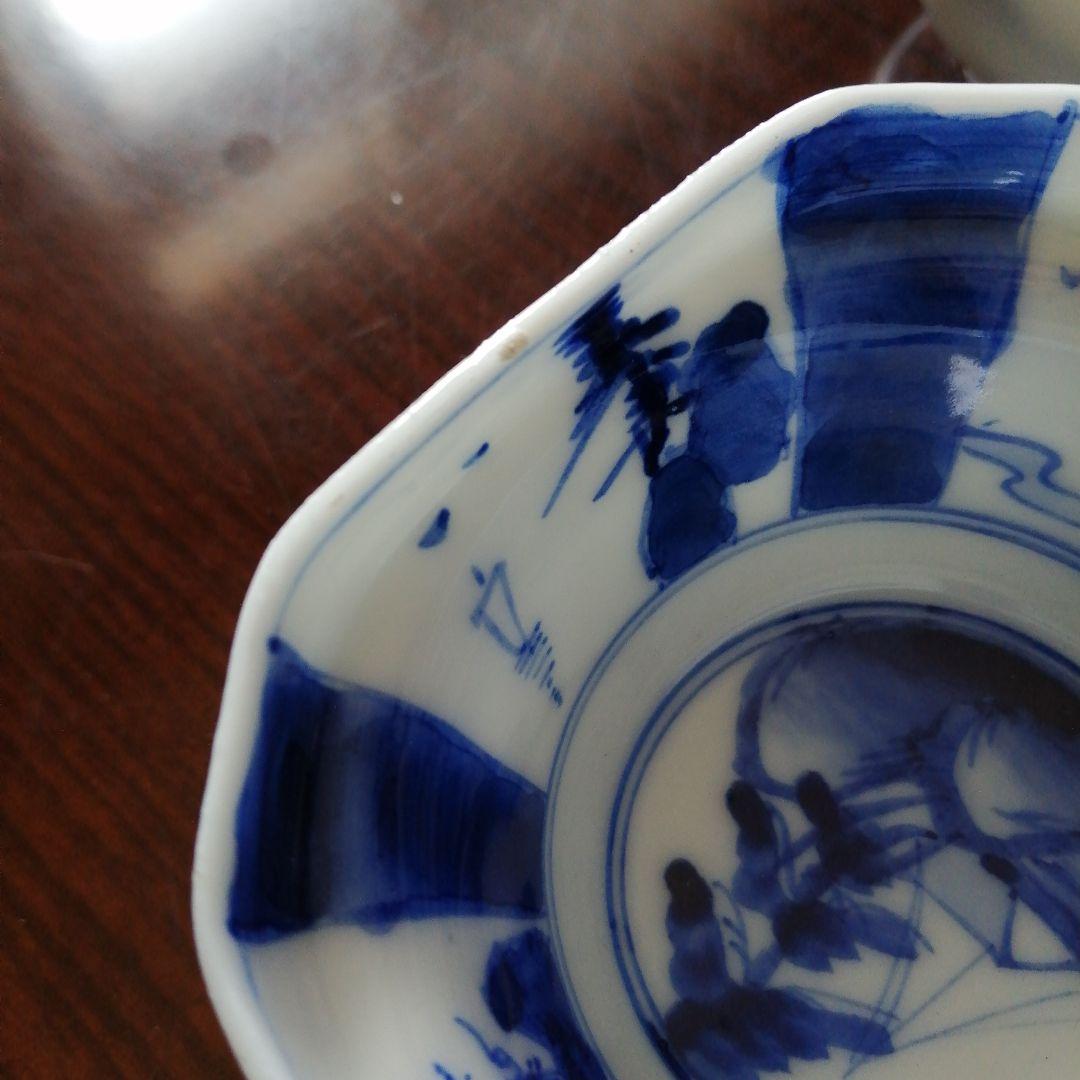 伊万里　染付隅切角形向付　18客　8.5cm　明治〜昭和初期