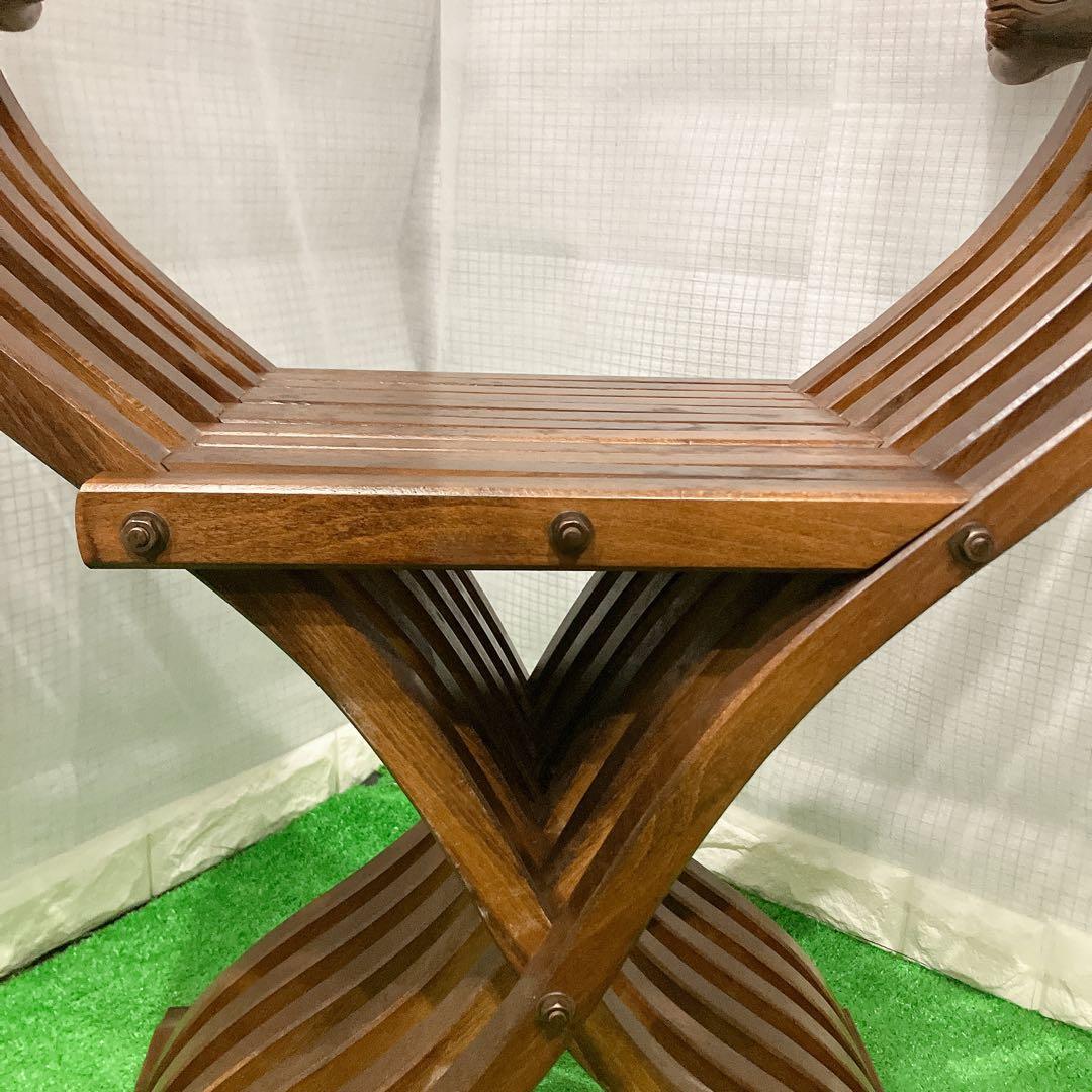 美品 イタリア製 サヴォナローラチェア ライオンチェア 折り畳み椅子