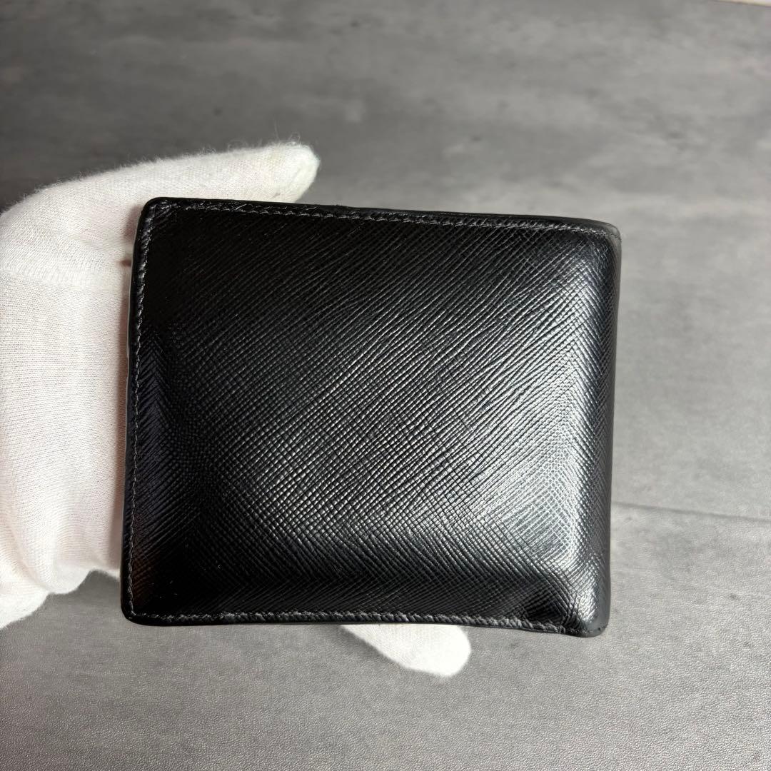 【RFID搭載】PRADA 二つ折り財布 サフィアーノレザー 黒 メンズ 箱付き