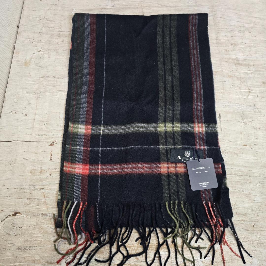 i【 新品未使用 】 マフラー Aquascutum タグ付き カシミア100％