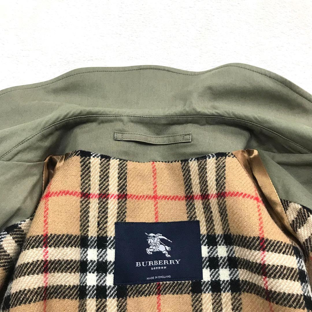 バーバリー オリーブ グリーン ステンカラーコート ノバチェック