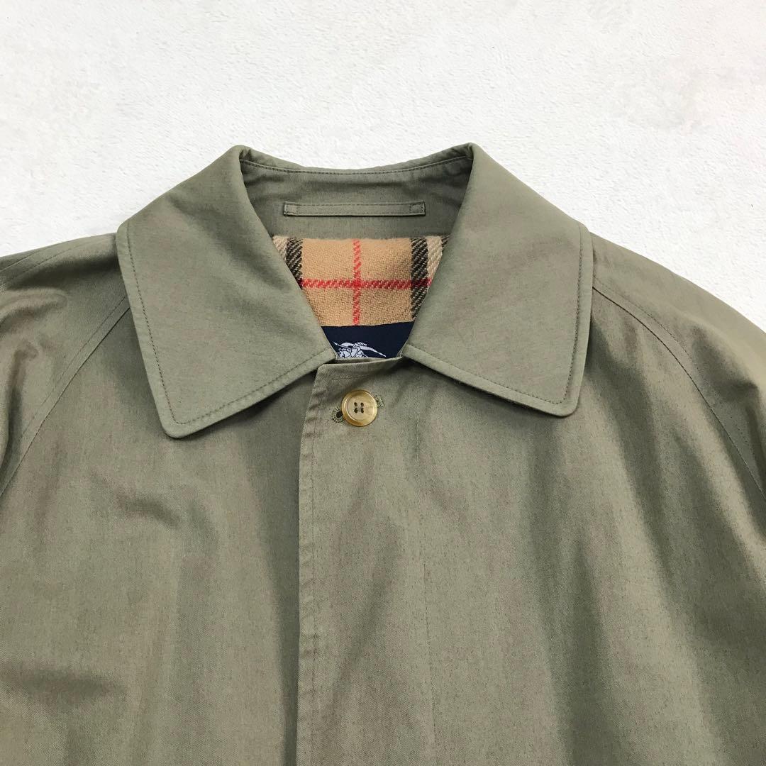 バーバリー オリーブ グリーン ステンカラーコート ノバチェック