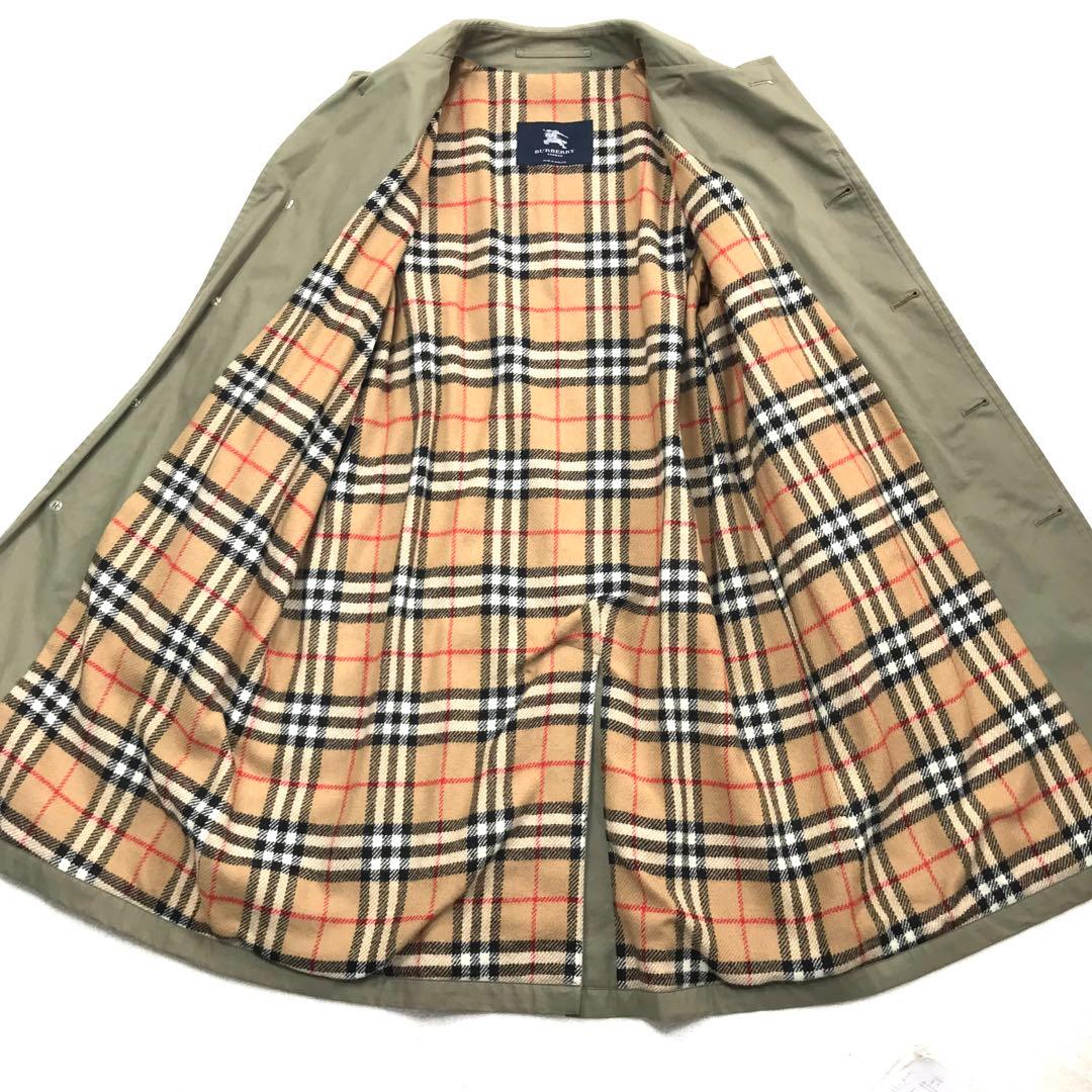 バーバリー オリーブ グリーン ステンカラーコート ノバチェック