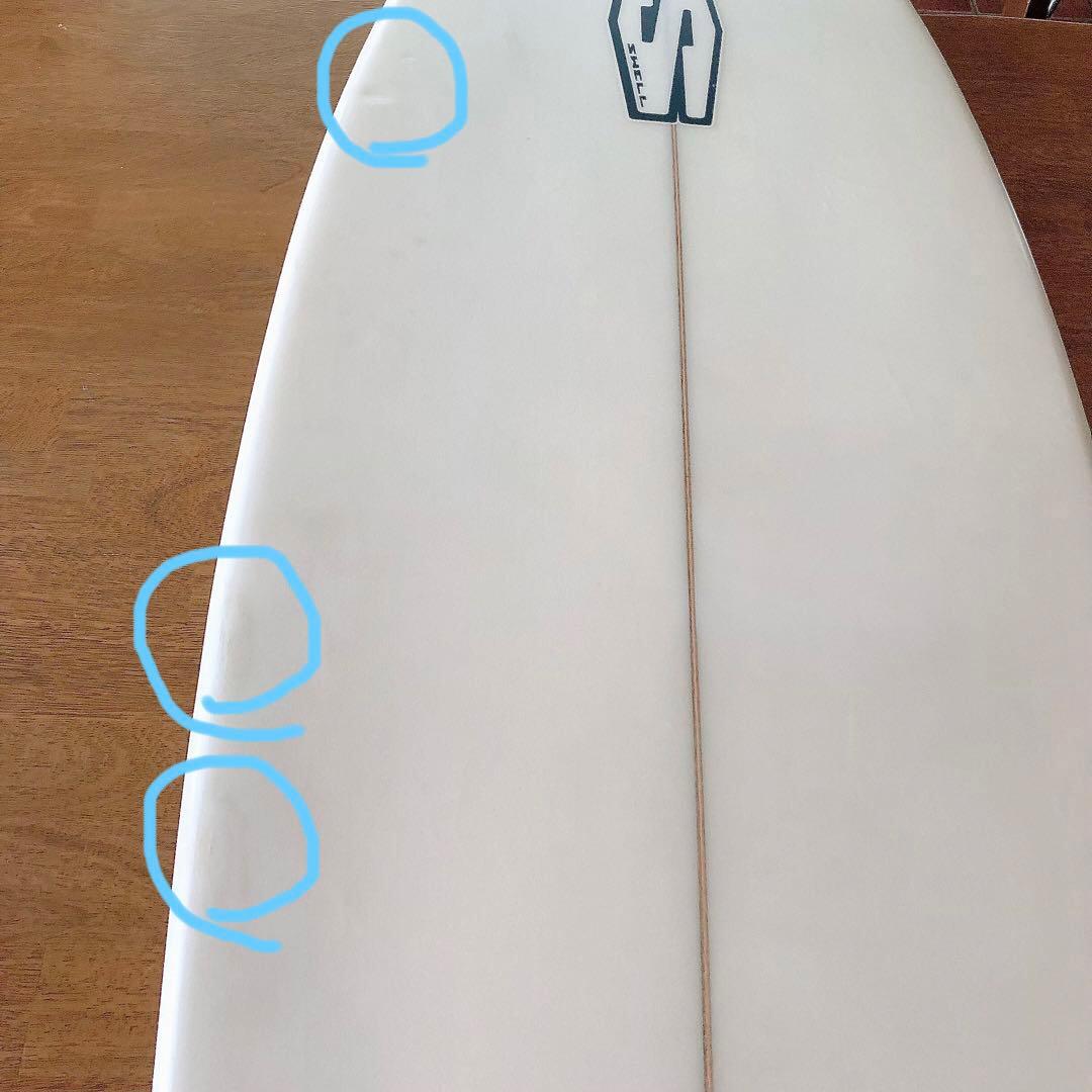 良品訳ありSWELLサーフボード6'2\"クリスタルデッキグリップハードケース付き