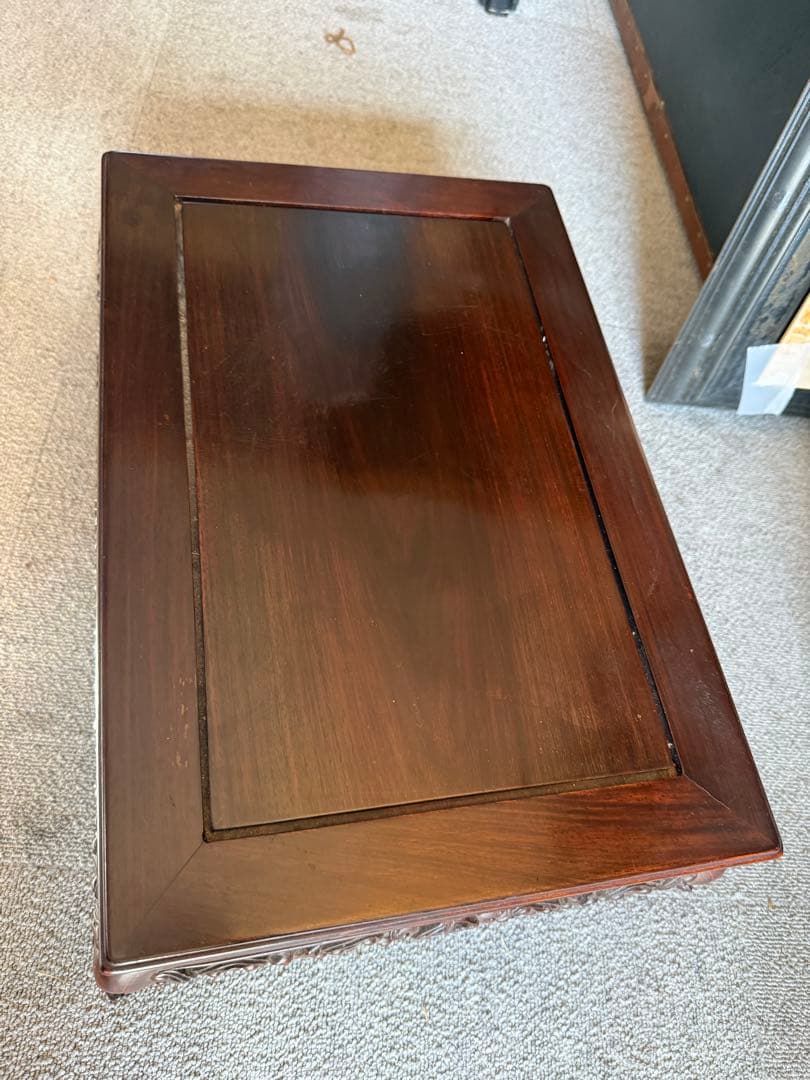 唐木花台 仁刻印 花梨材 彫刻大型飾り台 香炉台 盆景台 高級唐木家具