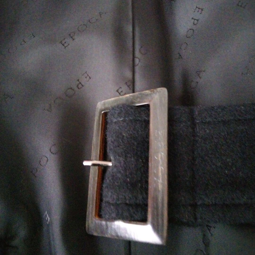 エポカ☆サンプル品　スリム黒のファー付ロングコート40 S〜Ｍ