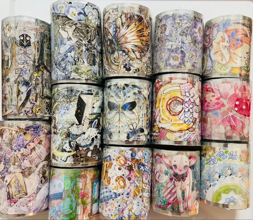 《在庫処分セール》海外　マスキングテープ　装飾系　貝殼、ホロ、虹光pet　14点