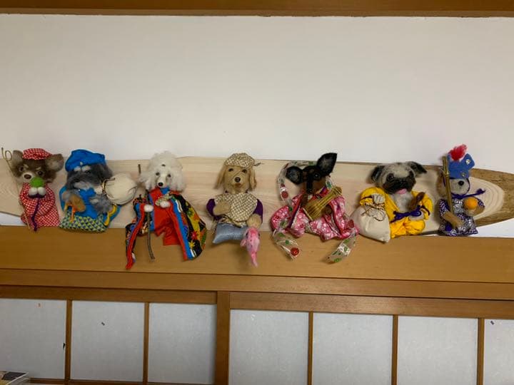 手作り羊毛フェルト　犬七福神