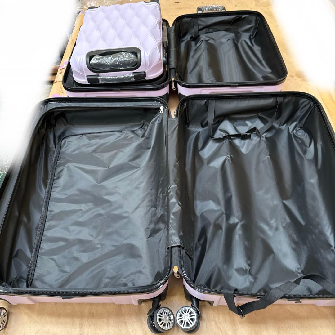 ラベンダーピンクキャリーケースソフトスーツケース 大小セット4個入れ子構造