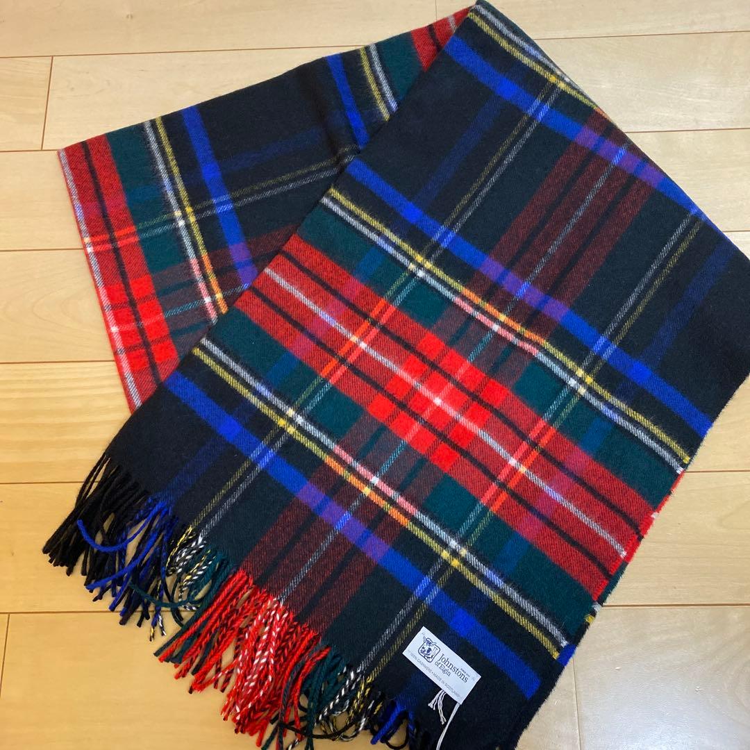 Johnstons of Elgin大判ストール ブラックスチュワート新品