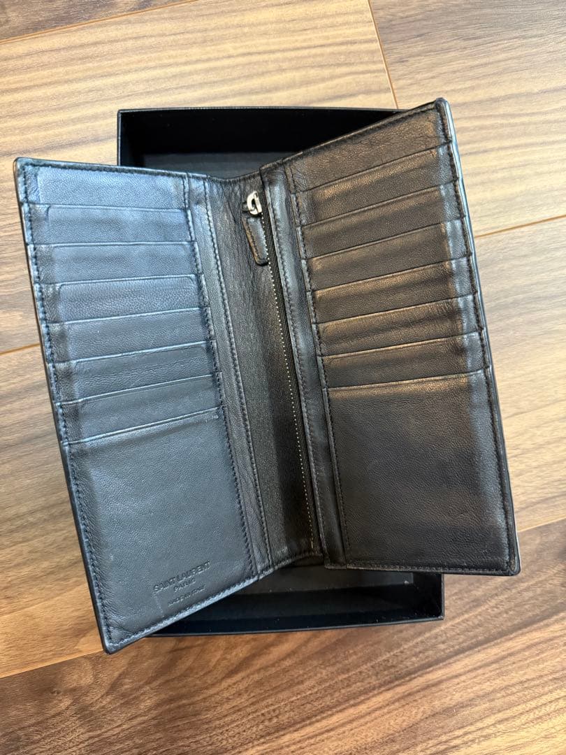 サンローラン SAINT LAURENT 長財布 クロコ ブラック