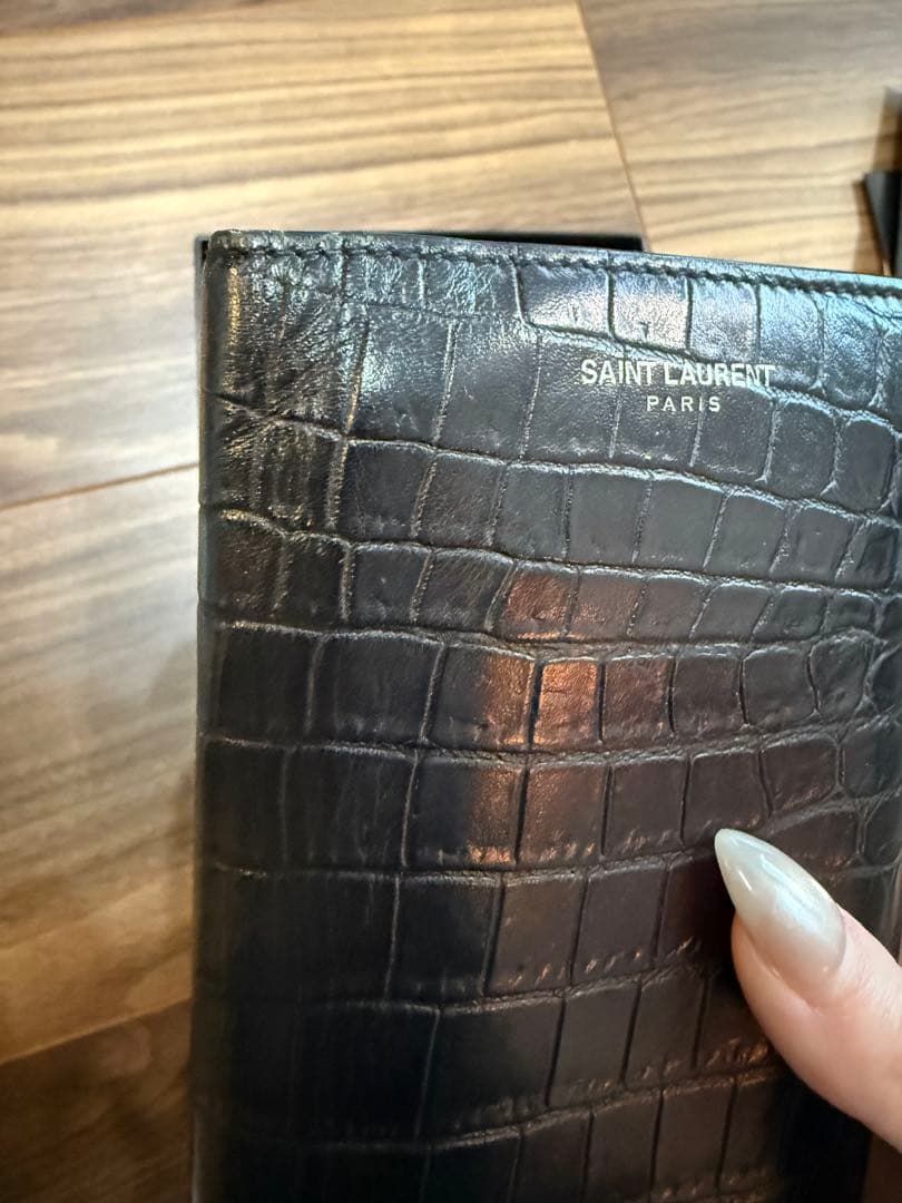 サンローラン SAINT LAURENT 長財布 クロコ ブラック