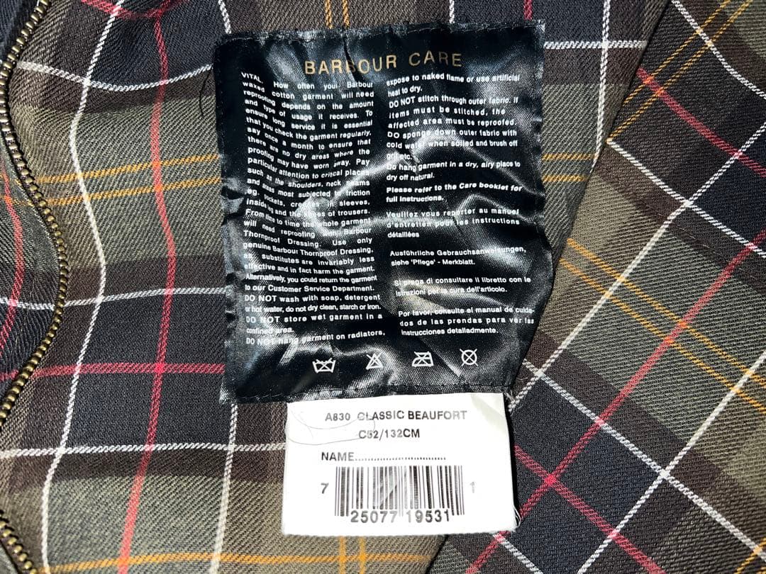 日本未展開サイズ Barbour CLASSIC BEAUFORT 52