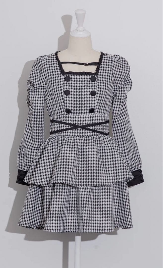 クロスベルトティアードワンピース pium ホワイトミックス 最終お値下げ