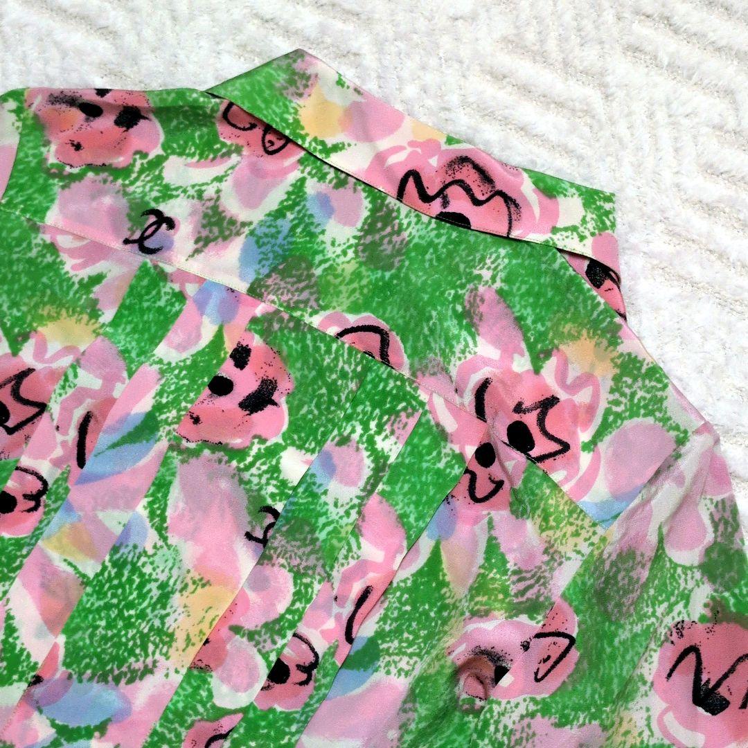 希少✨CHANEL 97p シャネル フラワーシルククロップドブラウス