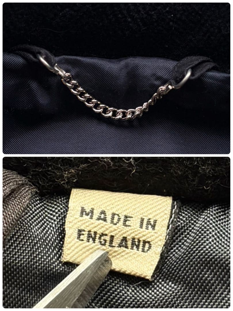 【美品】バーバリーロンドン ダッフルコート ヘリンボーン 黒 XL 近年モデル