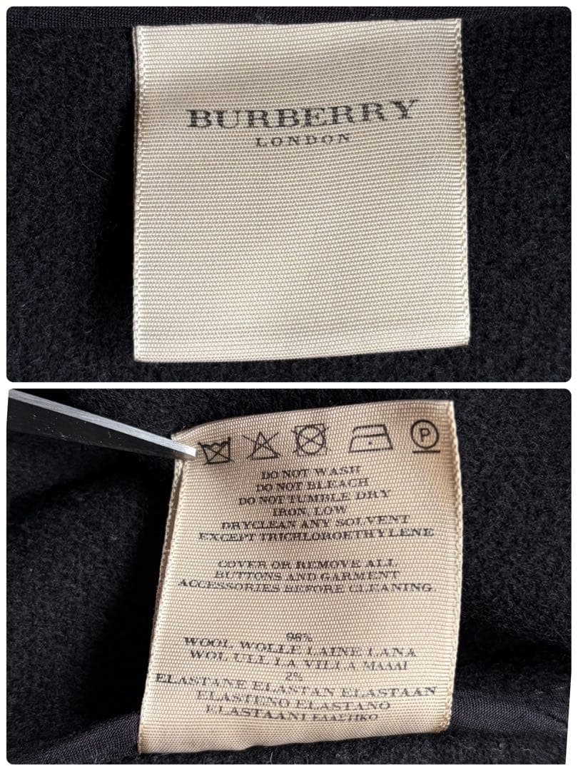 【美品】バーバリーロンドン ダッフルコート ヘリンボーン 黒 XL 近年モデル