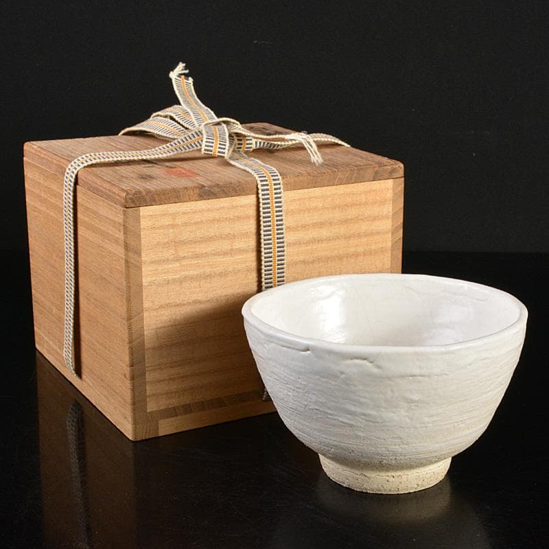 茶道具　人間国宝　田村耕一造　白釉茶碗　共箱　M　R6890