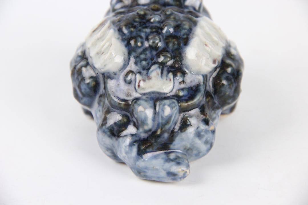 唐物　陶製 置物 蛙 蟾蜍 青白釉 茶道具　古陶 陶彫 FF01-05