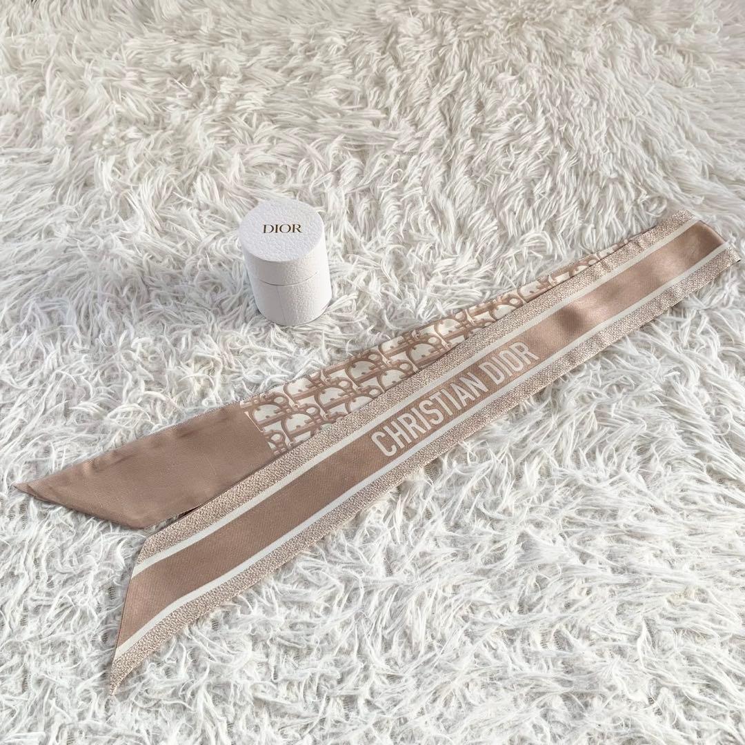 箱付き　クリスチャンディオール　ミッツァ　リボンスカーフ　トロッター　オブリーク