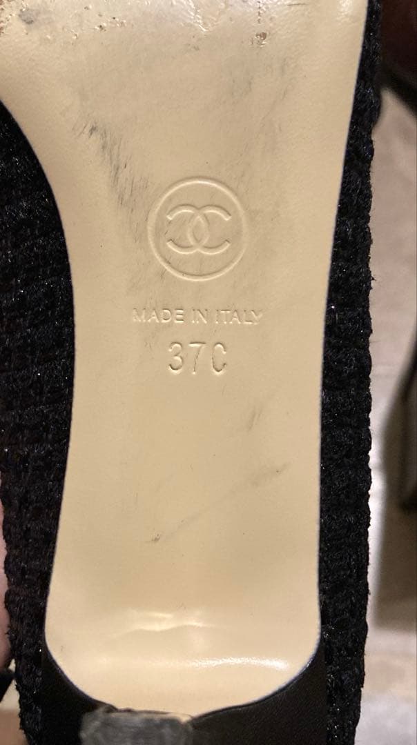 シャネル　パンプス　ツイード　37C 箱、 シューケース付き