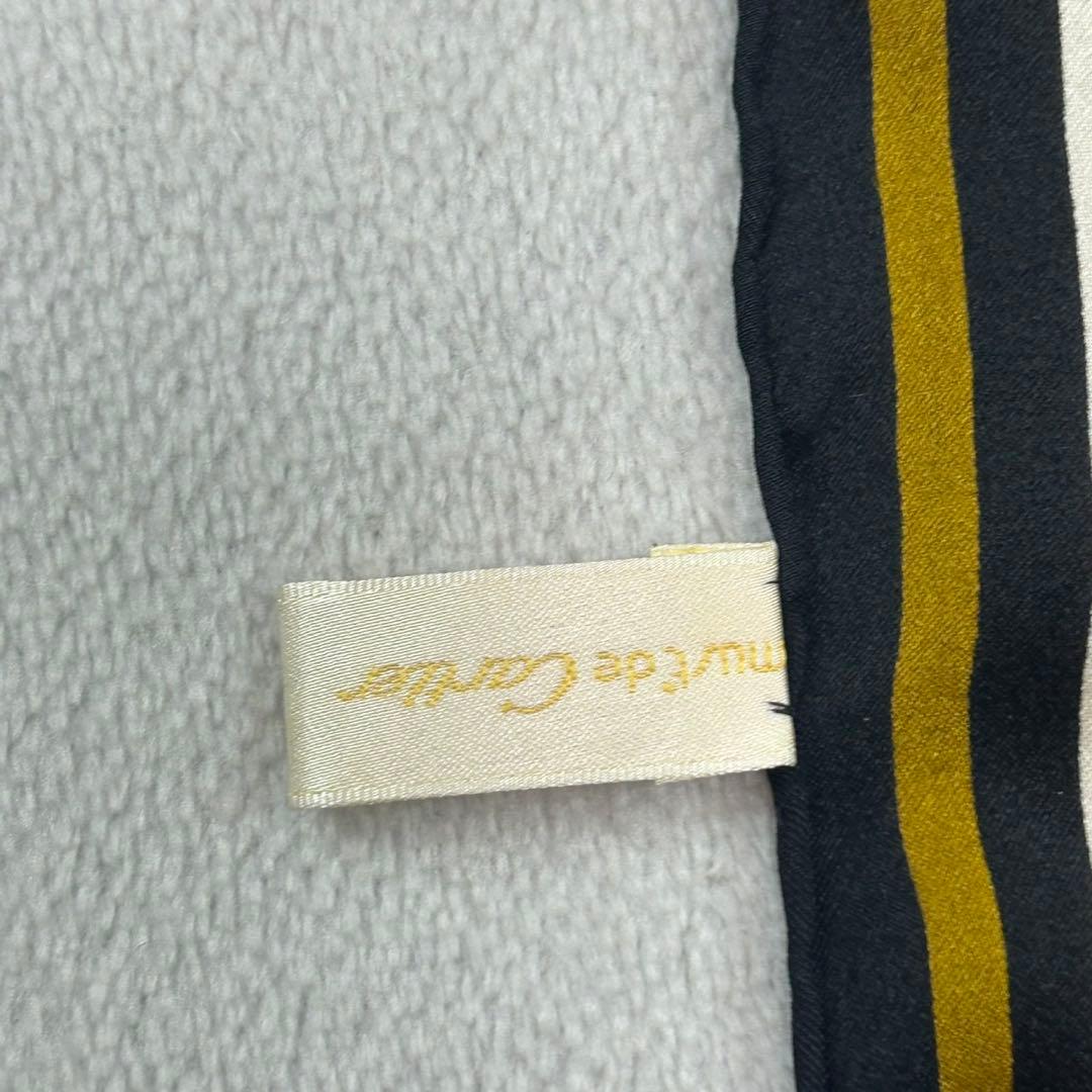 K642 カルティエ イタリア製 大判 スカーフ ブラック カーキ レディース