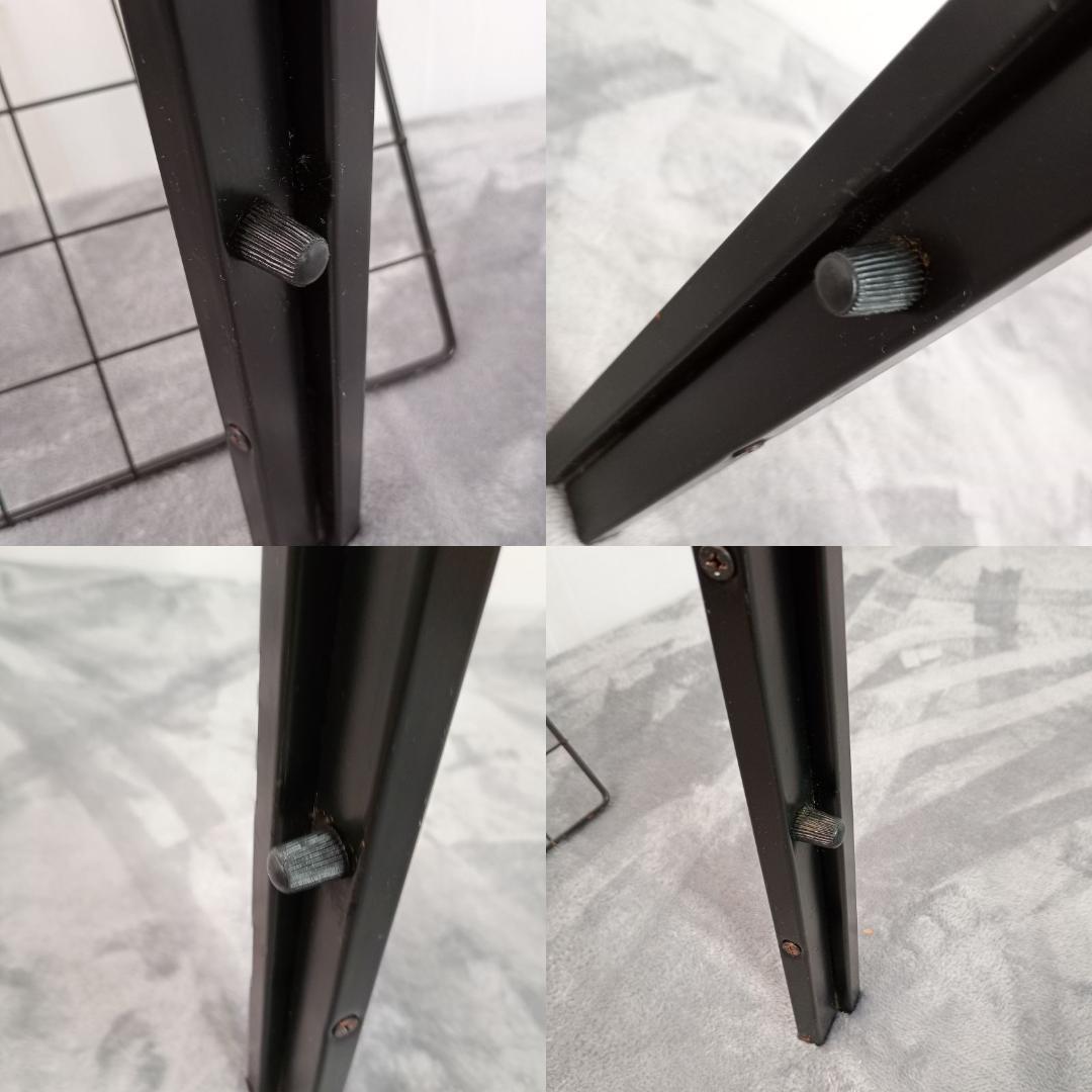 昭和レトロ ガラス アイアンフレーム ローテーブル 網棚付き ブラック 黒