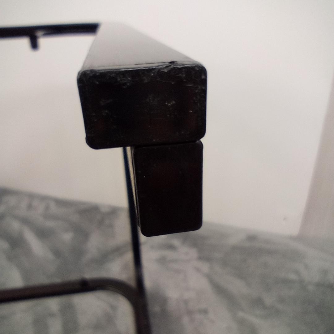 昭和レトロ ガラス アイアンフレーム ローテーブル 網棚付き ブラック 黒