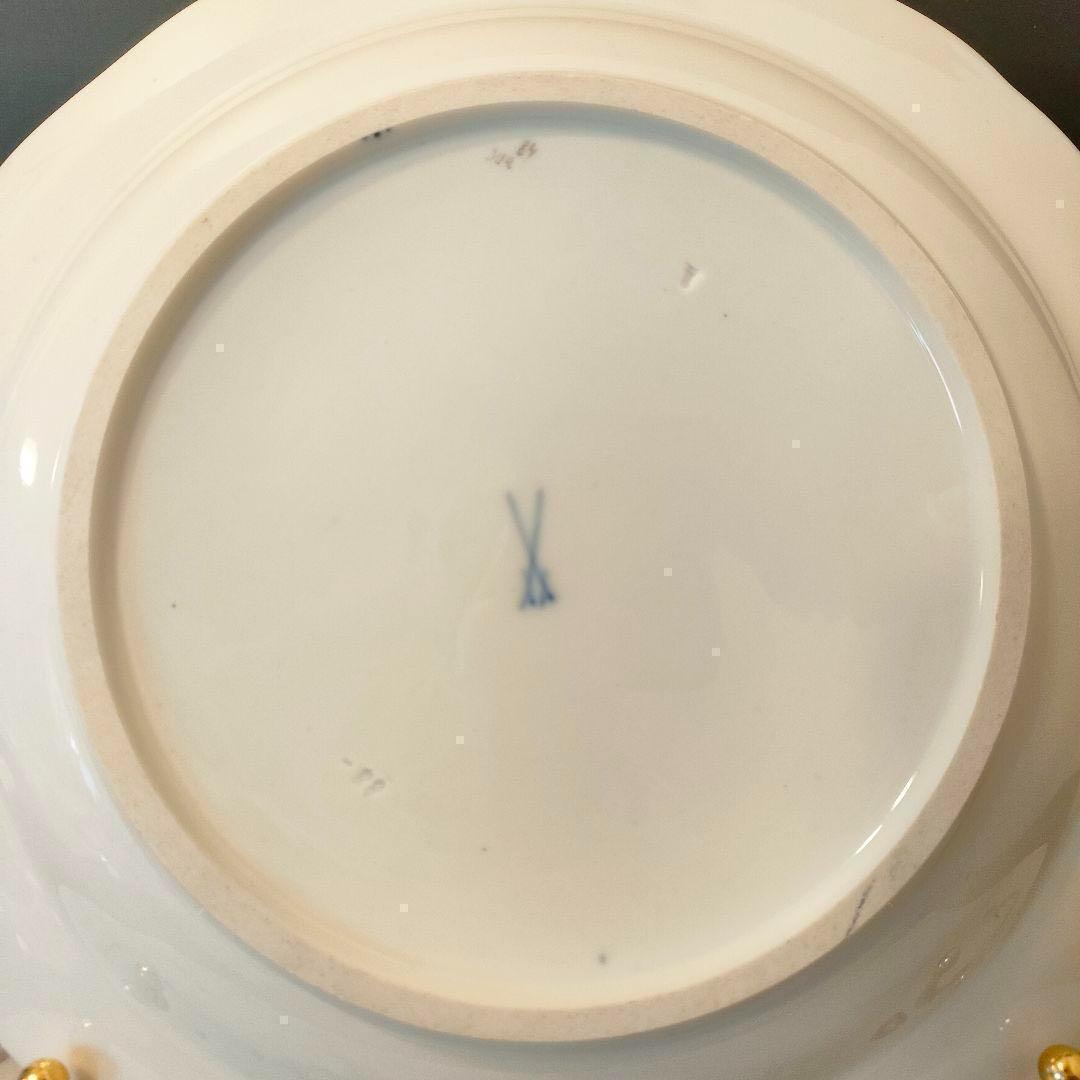 高級 ★ Meissen マイセン Ａカンテ コバルト 金彩フラワーブーケ 大皿