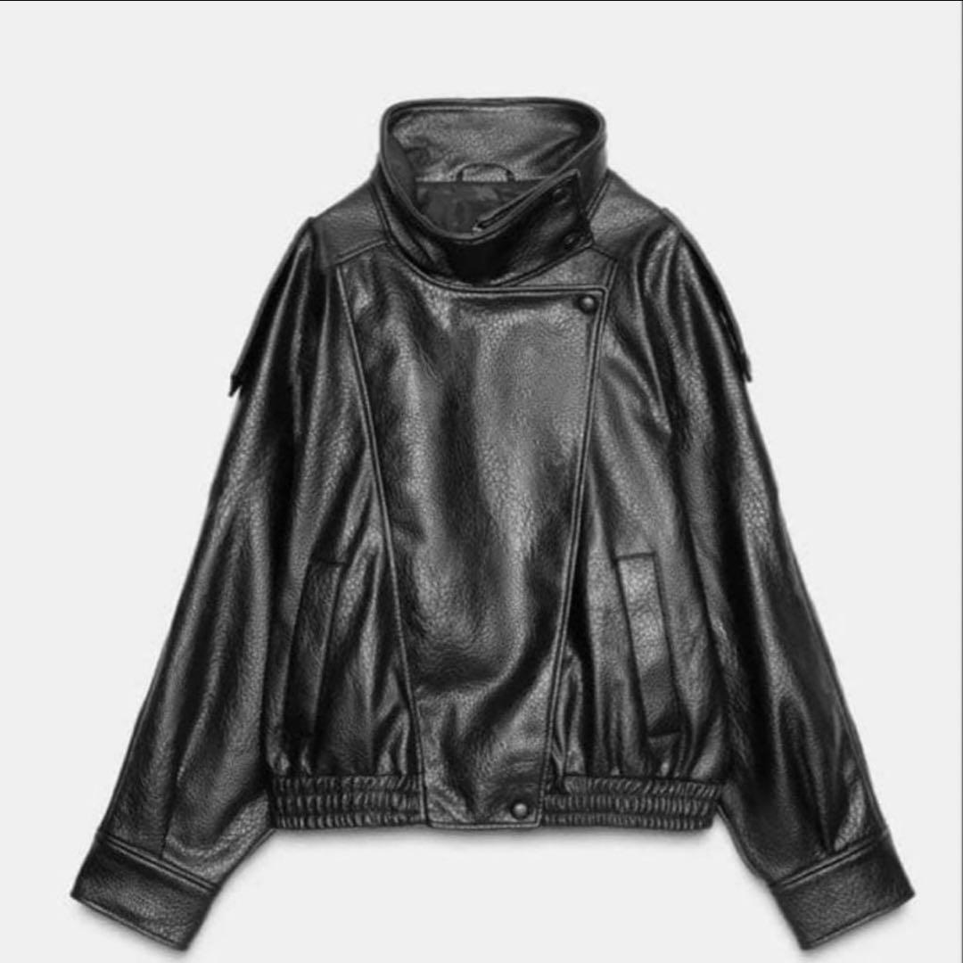 【ZARA】レザーライダースジャケット 黒