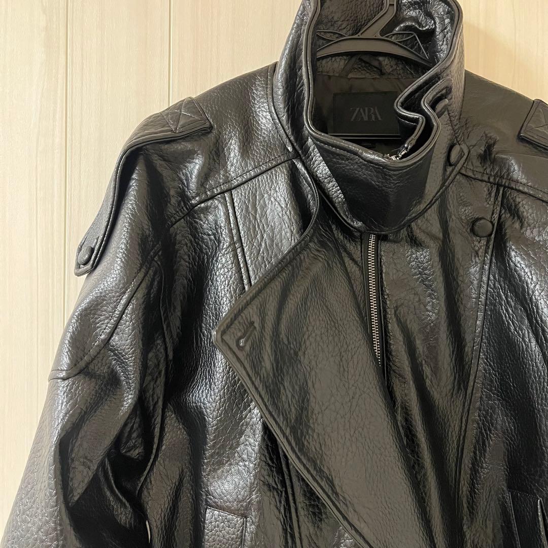 【ZARA】レザーライダースジャケット 黒