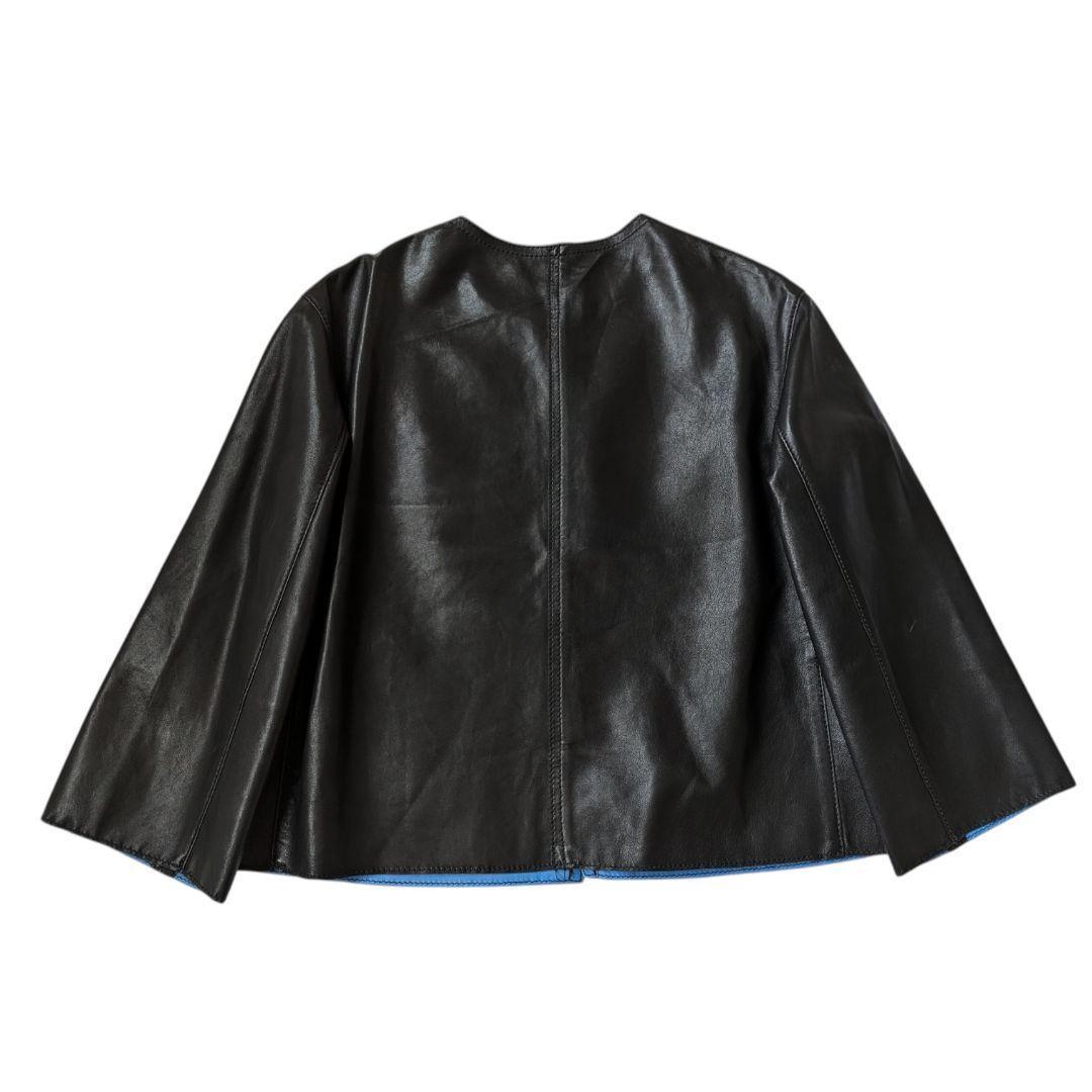 トゥモローランド ラムレザー ノーカラー ジャケット バイカラー 36 S
