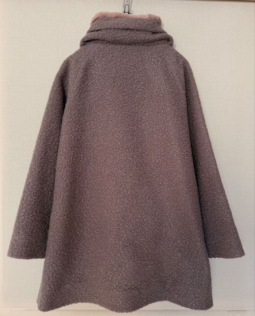 [首元まで暖かコート❤︎] エコファーが心地良いブークレービジューボタンコート