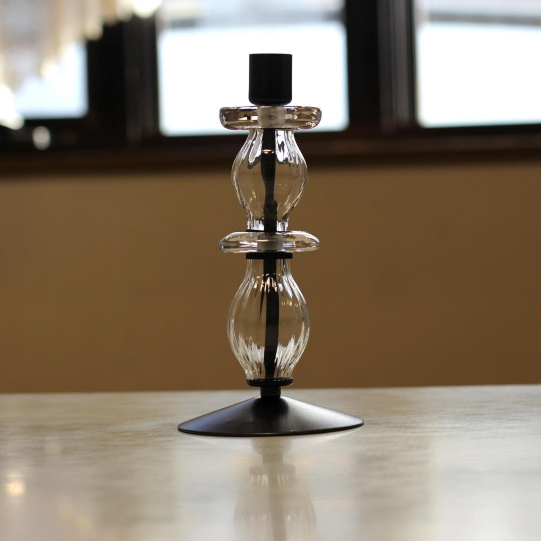 【美品・刻印】エリックホグラン　キャンドルスタンド オニオン型2段　クリア 01