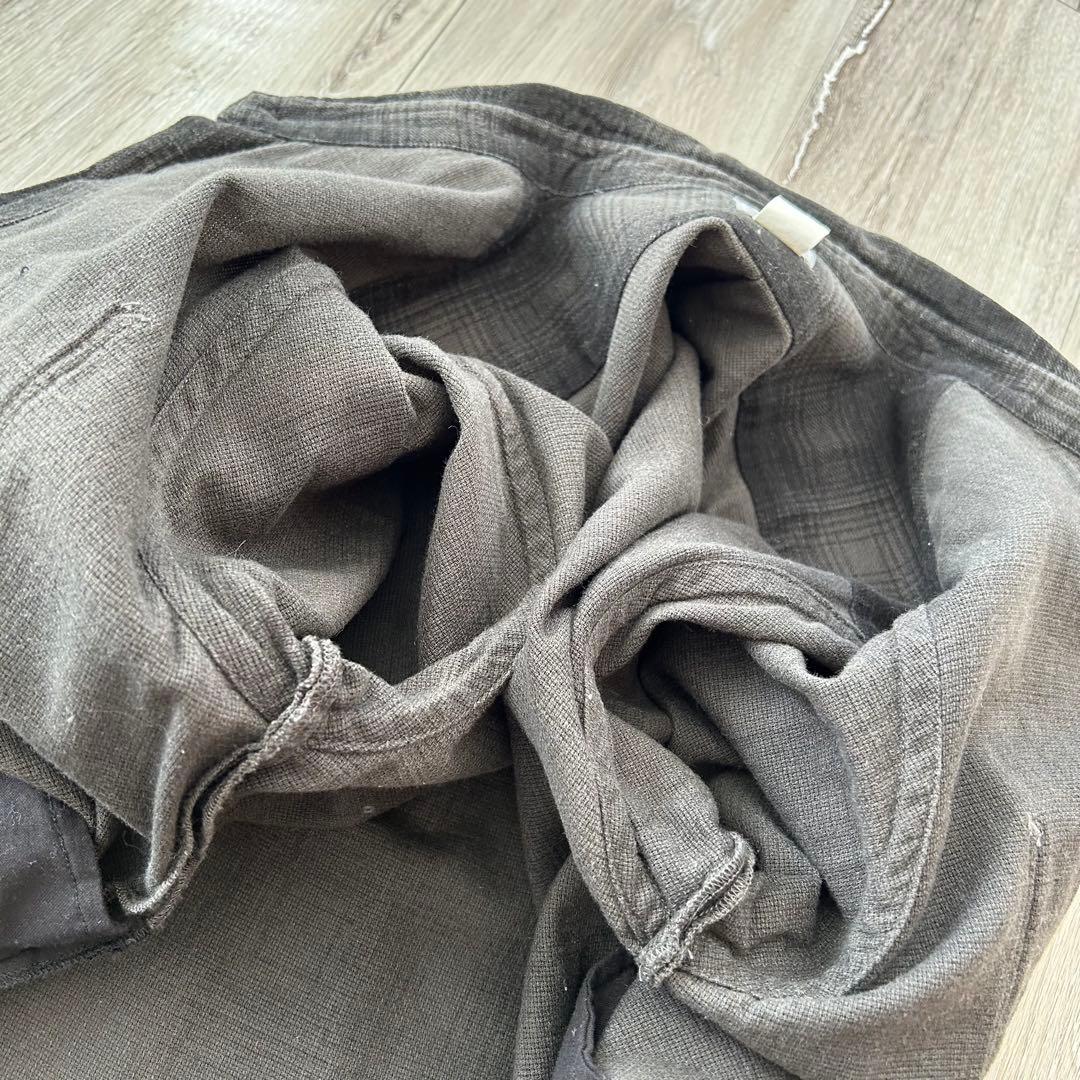 DELUXE デラックス オンブレチェックシャツ 長袖 黒 L サイドポケット