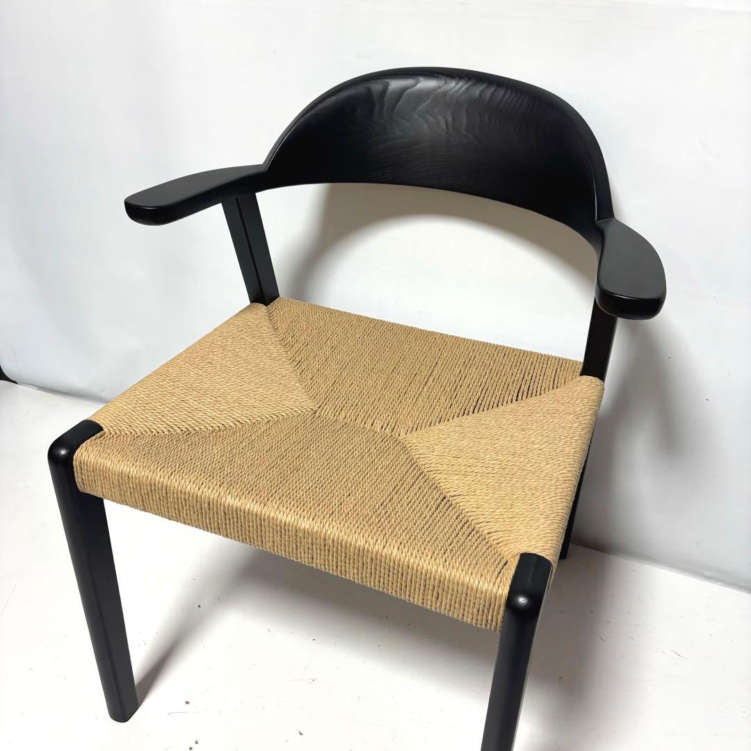 【完成品】ペーパーコード×ブラック　ダイニングチェア