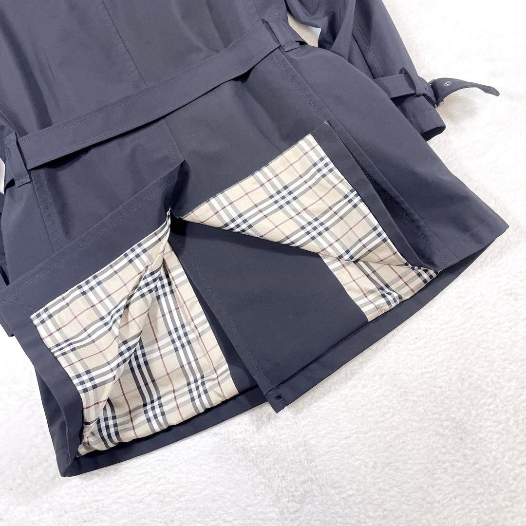 美品 バーバリーブラックレーベル トレンチコート ノバチェック ベルト 黒 L
