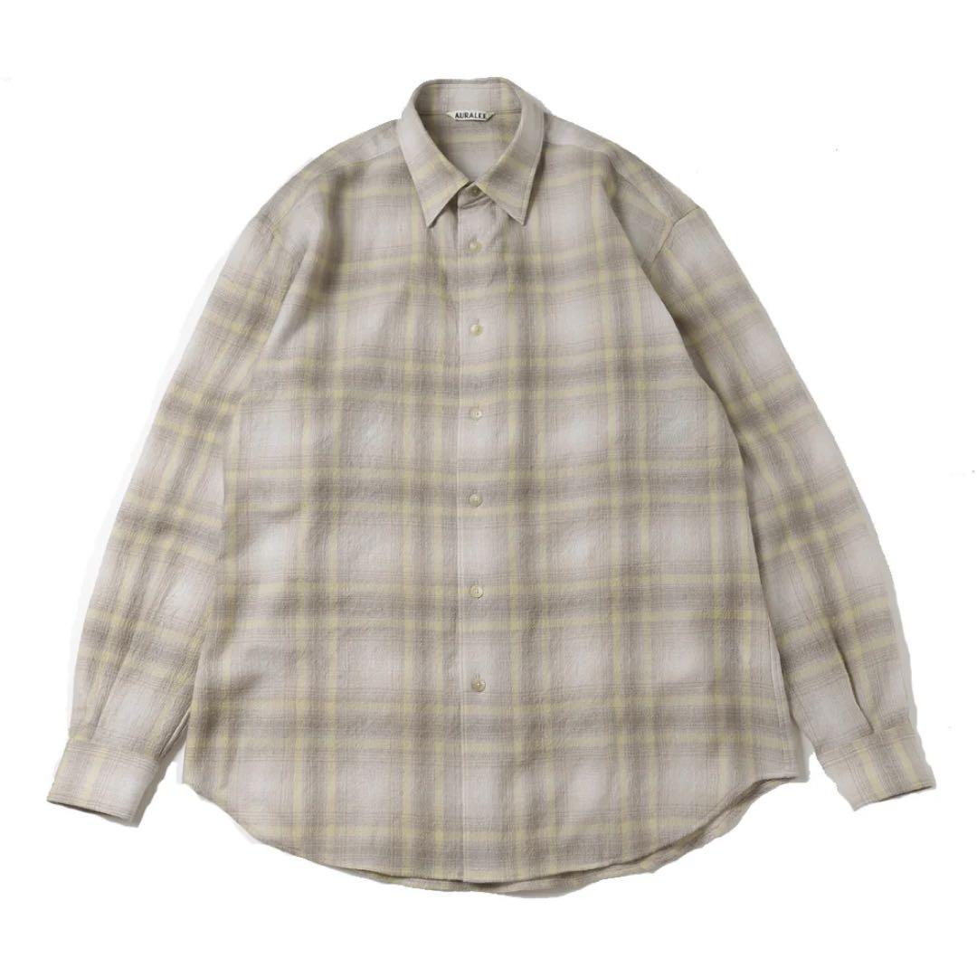 トップス AURALEE AIRY WOOL CHECK SHIRT