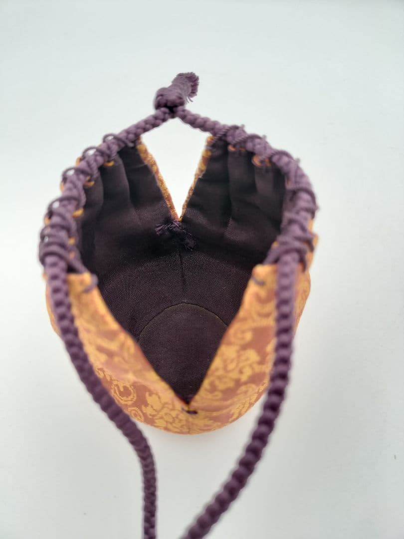 a979 膳所 茄子茶入 久田尋牛斎宗匠箱書 淡海陽炎園 小牡丹唐草金襴 木箱