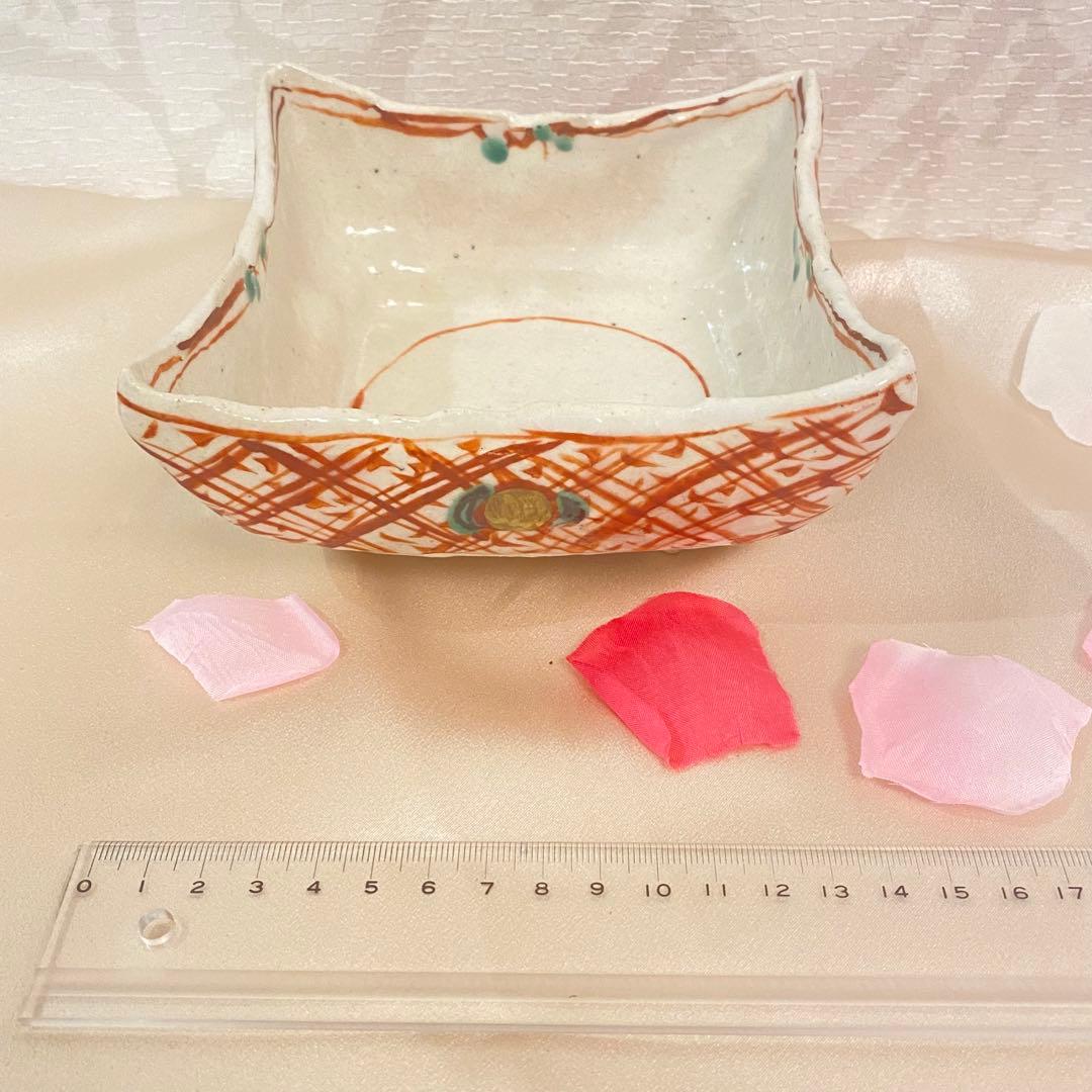 黒岩卓実 赤絵 角鉢　美濃焼き 赤　焼き物　作家もの 作家 赤鉢 お皿 食器