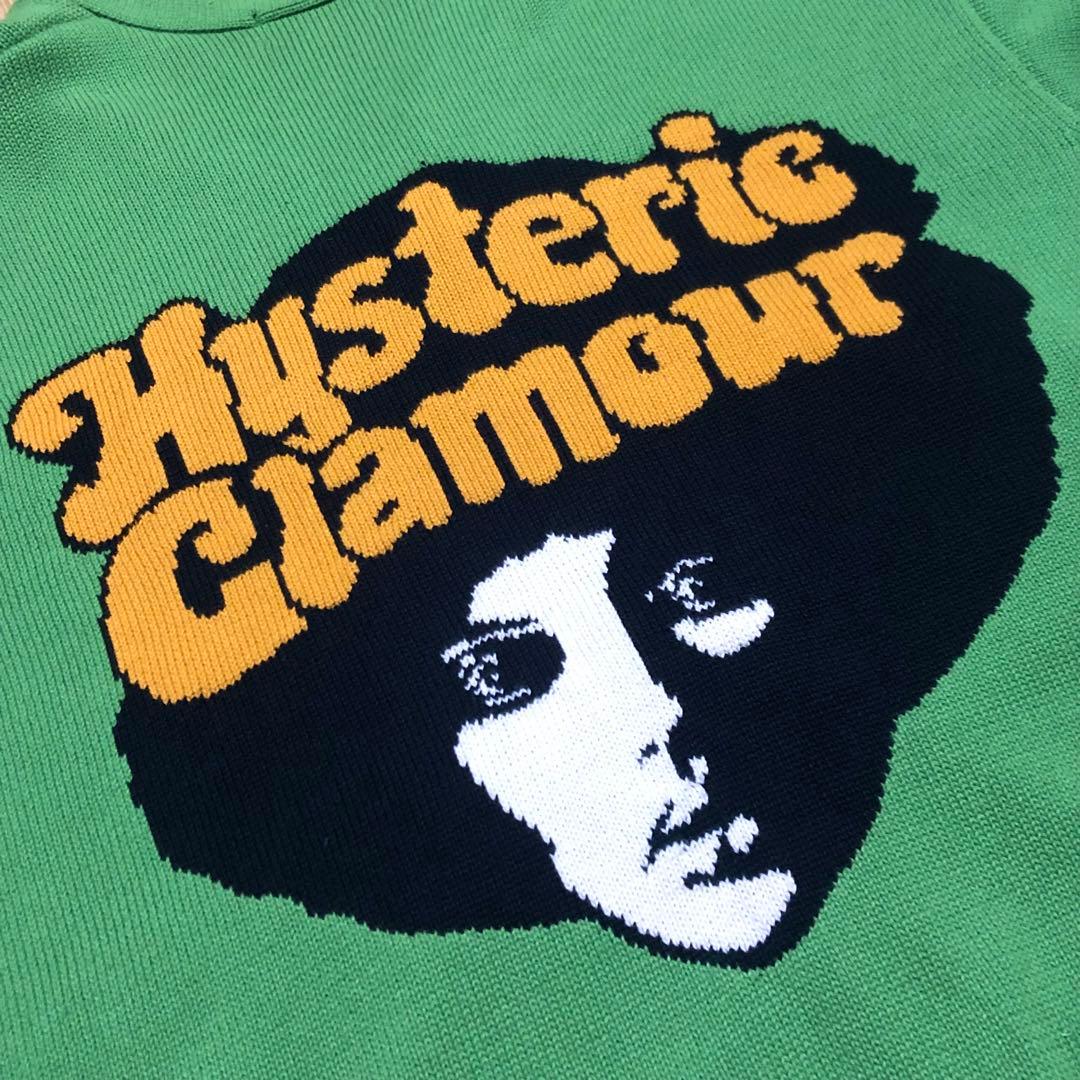 ヒステリックグラマー ニット カーディガン 刺繍ロゴ入り