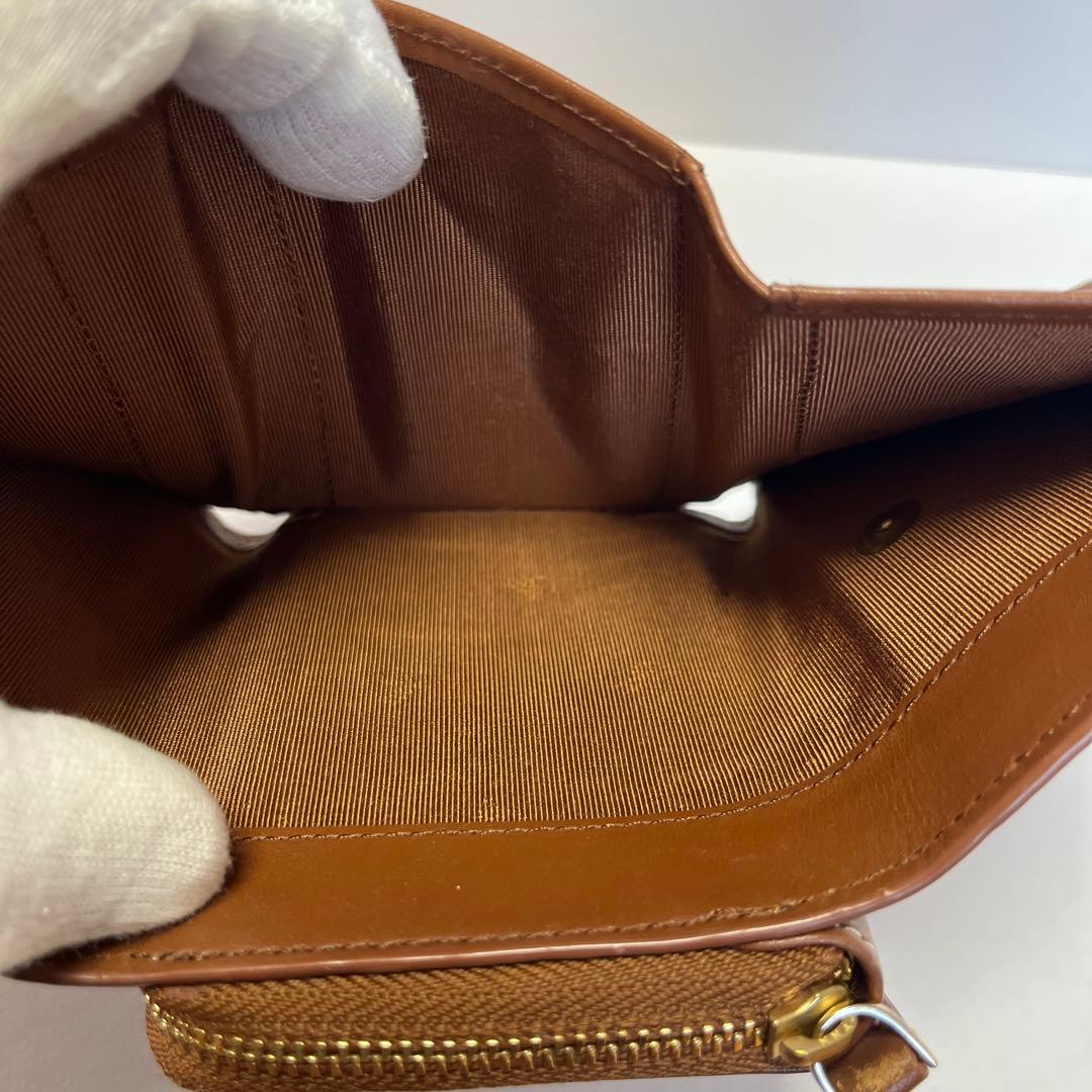 Agnes b アニエスベー　ブラウン レザー 三つ折り財布　ミニウォレット