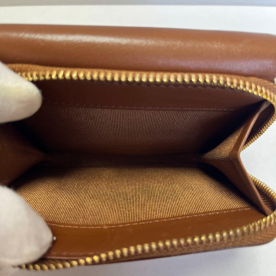 Agnes b アニエスベー　ブラウン レザー 三つ折り財布　ミニウォレット