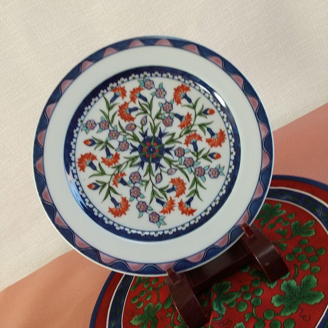 源右衛門窯⭐️染錦クズニク手石竹花文 皿