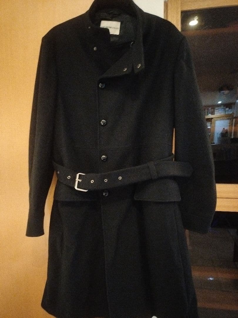 ENPORIO ARMANI ブラックトレンチコート ベルト付き