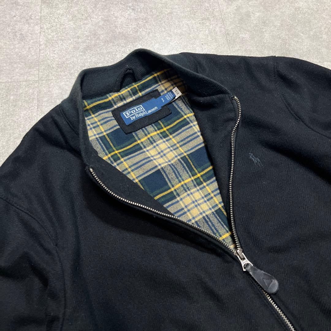 希少✨ラルフローレンPOLOボンバージャケット毛ウールSオールブラック内柄｜良品